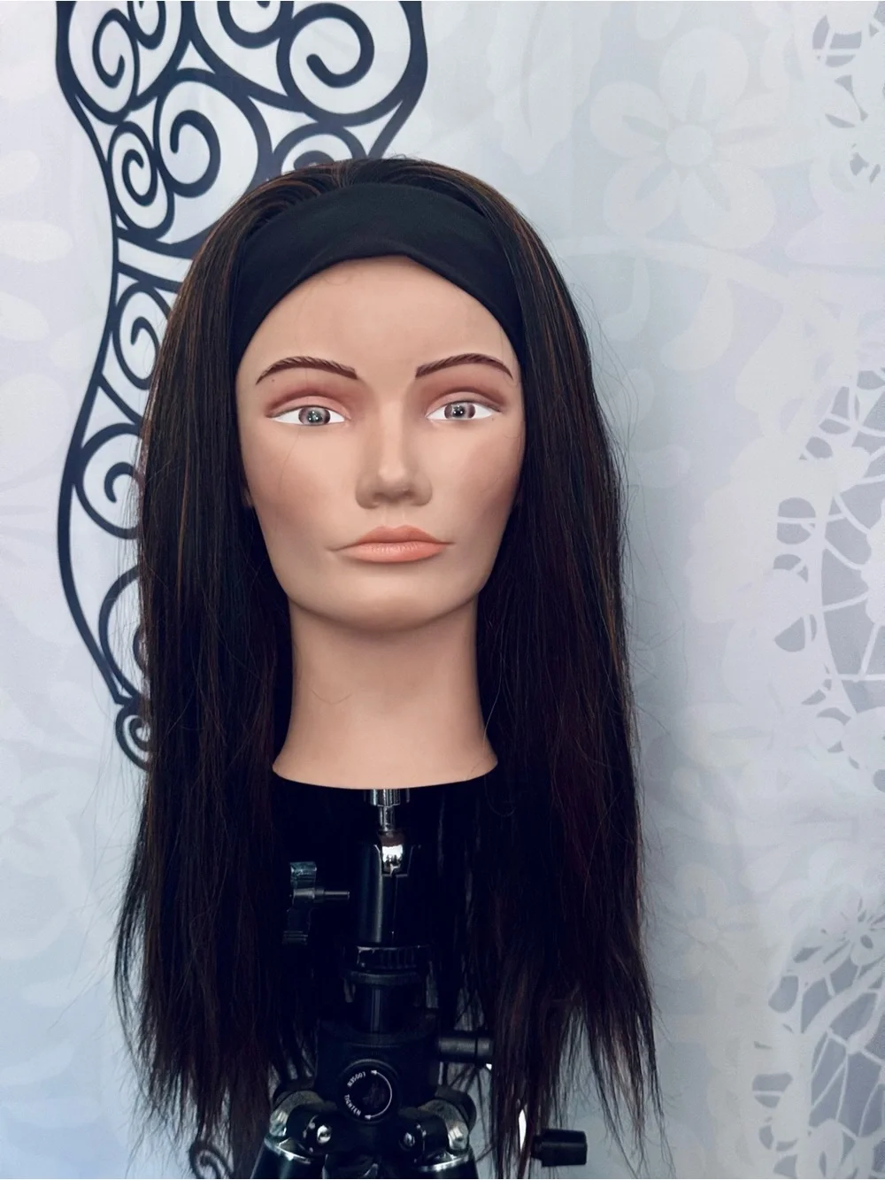 Black & Caramel Brown Highlighted Long Synthetic Headband Wig